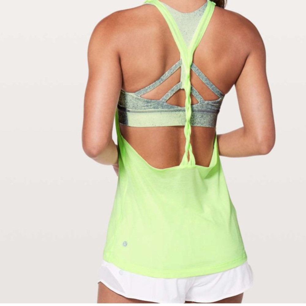 Lululemon Twist and Toil Tank in Heathered Clear Mint / Ocean Spray Fluro Citrus